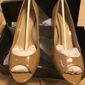 Tahari | Shoes | Tahari Patent Nude Peep Toe Pumps | Poshmark